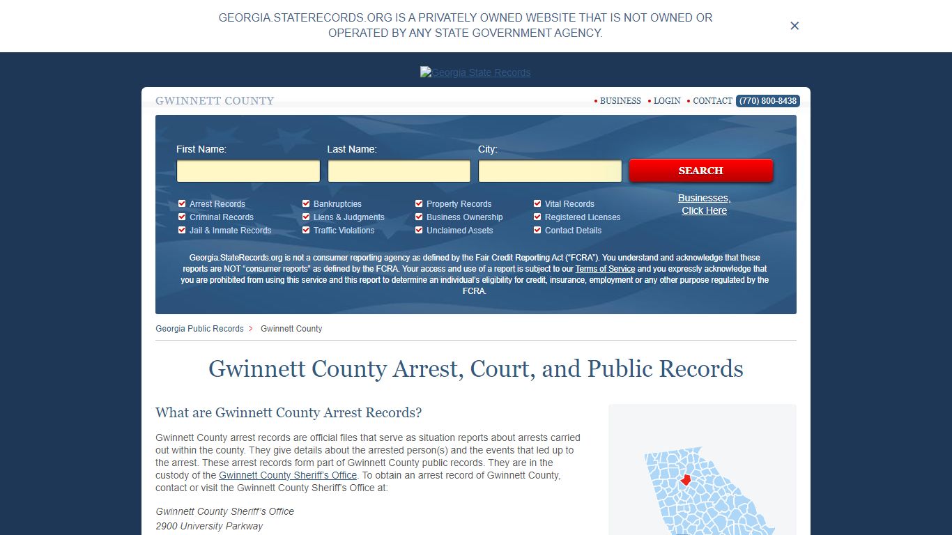 Gwinnett County Arrest, Court, and Public Records